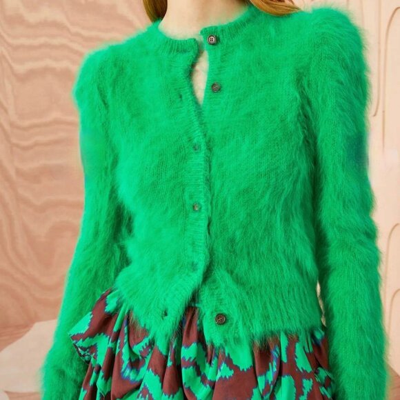 Runway Ulla Johnson  Aisha fuzzy angora-blend knit cardigan Size S/M NEW - Picture 1 of 10